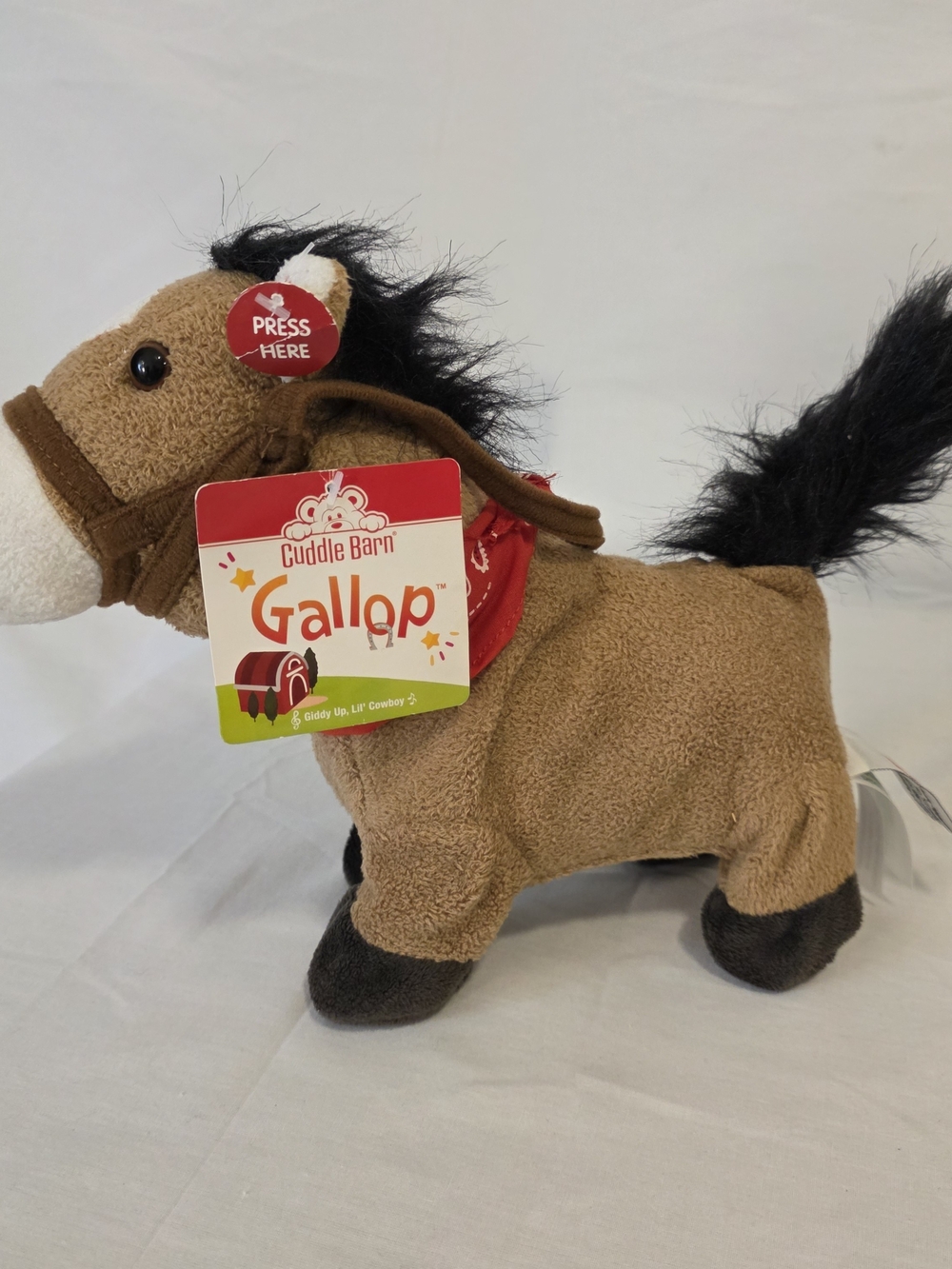 Cuddle Barn 8½” Tall Gallop Musical Cowboy Horse With Custom Bandana WORKS